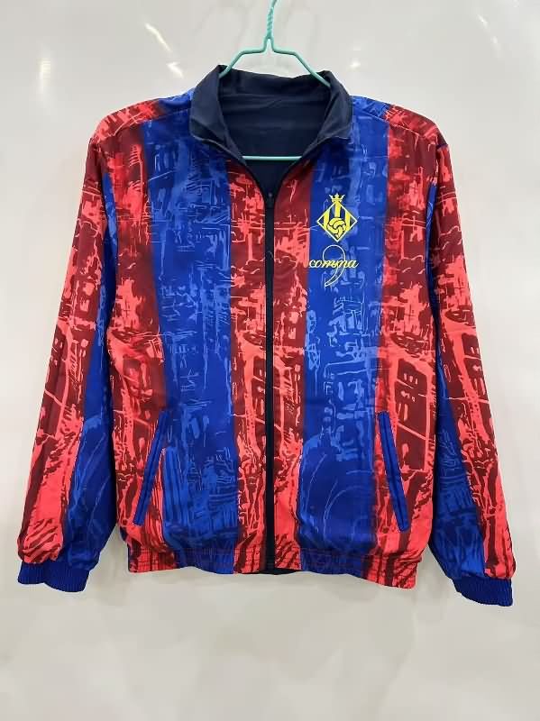 Thailand Quality(AAA) 24/25 Barcelona Red Dark Blue Reversible Soccer Windbreaker