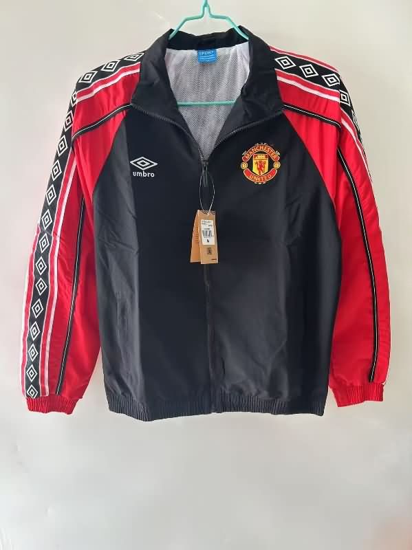Thailand Quality(AAA) 24/25 Manchester United Black Soccer Windbreaker 04