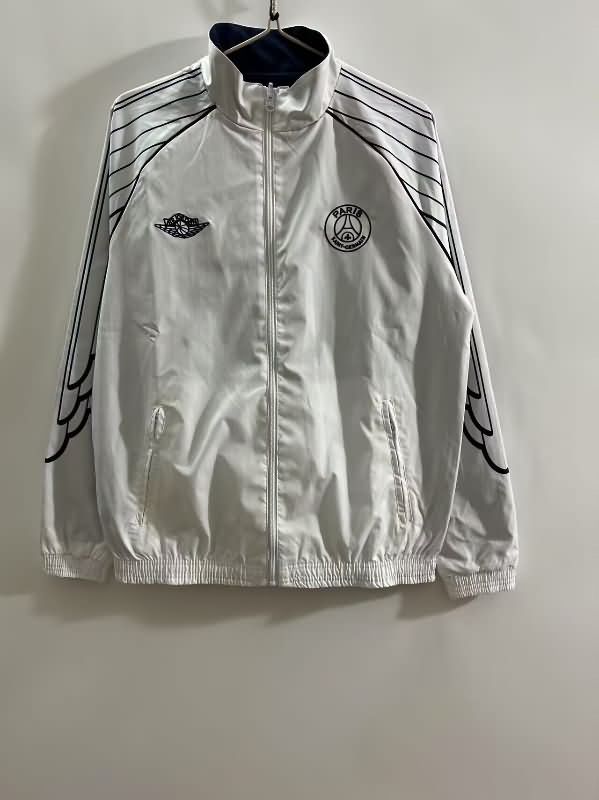 Thailand Quality(AAA) 24/25 Paris St Germain White Blue Reversible Soccer Windbreaker
