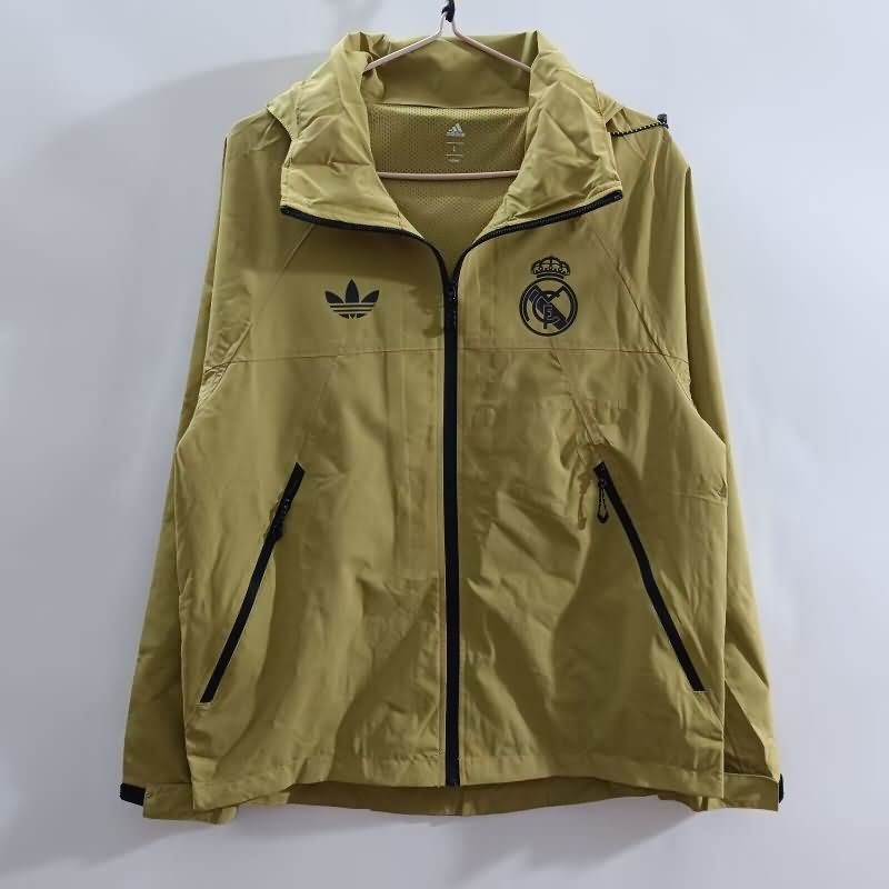Thailand Quality(AAA) 24/25 Real Madrid Gold Soccer Windbreaker