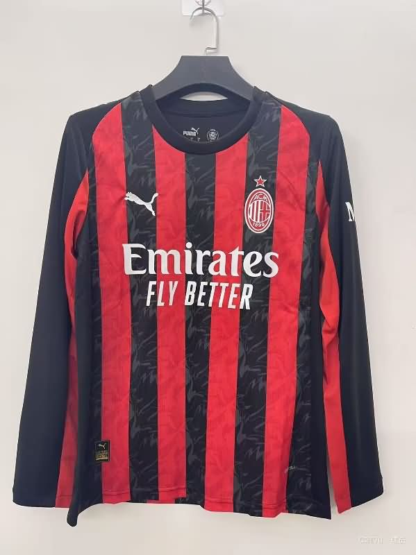 Thailand Quality(AAA) 25/26 AC Milan Home Long Sleeve Soccer Jersey Leaked
