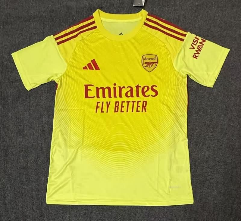 Thailand Quality(AAA) 25/26 Arsenal Goalkeeper Yellow Soccer Jersey Leaked