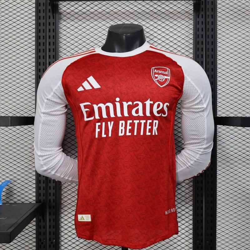 Thailand Quality(AAA) 25/26 Arsenal Home Long Sleeve Soccer Jersey(Player)
