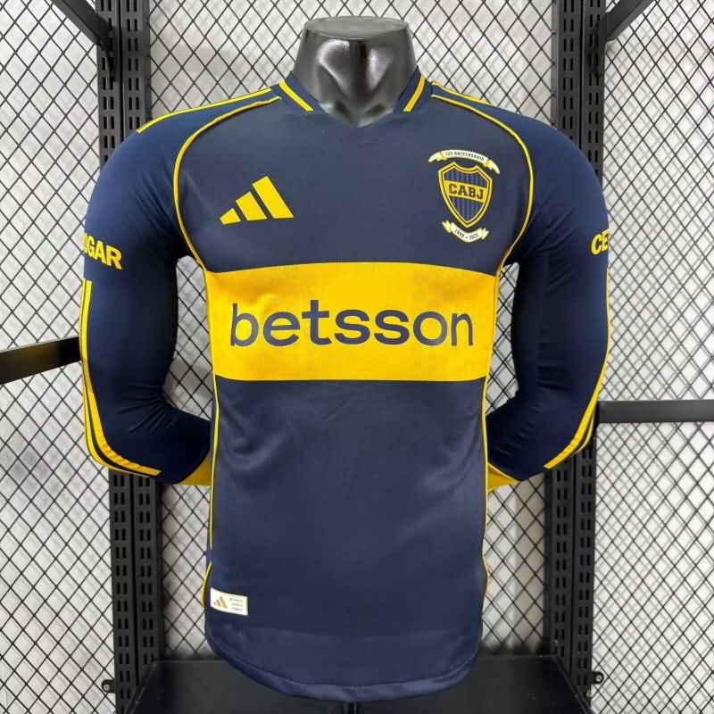 Thailand Quality(AAA) 2025 Boca Juniors Home Long Sleeve Soccer Jersey (Player)