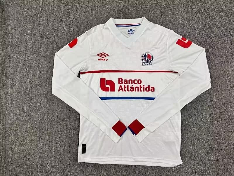 Thailand Quality(AAA) 2025 CD Olimpia Home Long Sleeve Soccer Jersey