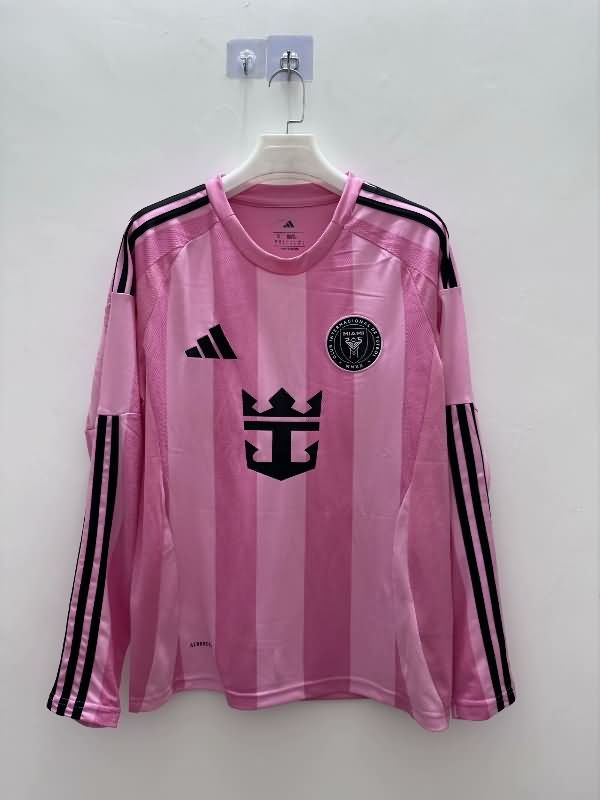 Thailand Quality(AAA) 2025 Inter Miami Home Long Sleeve Soccer Jersey