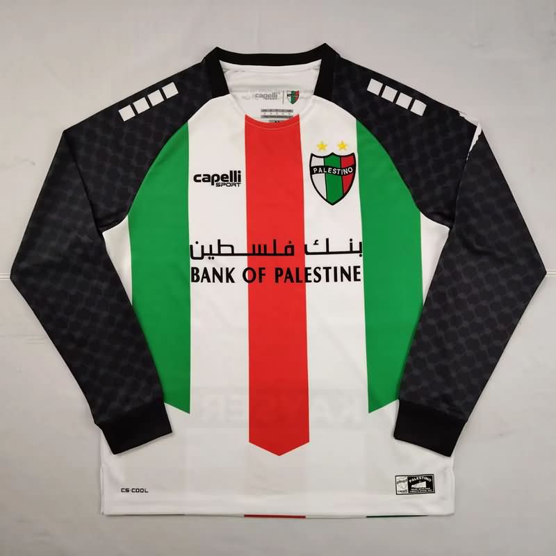 Thailand Quality(AAA) 2025 Palestino Home Long Sleeve Soccer Jersey
