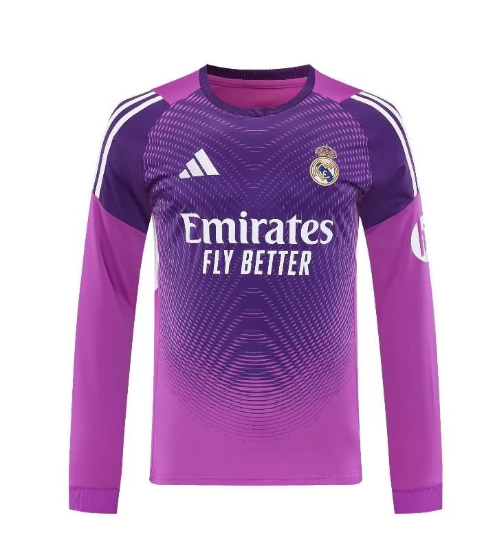 Thailand Quality(AAA) 25/26 Real Madrid Goalkeeper Purple Long Sleeve Soccer Jersey