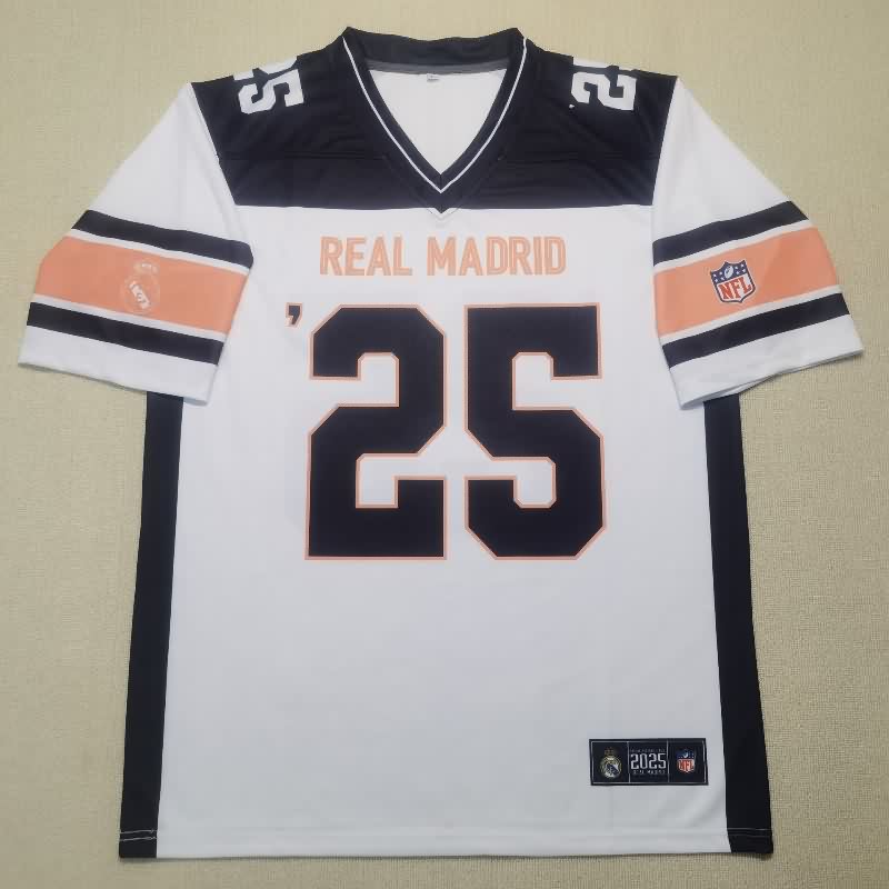 Thailand Quality(AAA) 25/26 Real Madrid White NFL Jersey