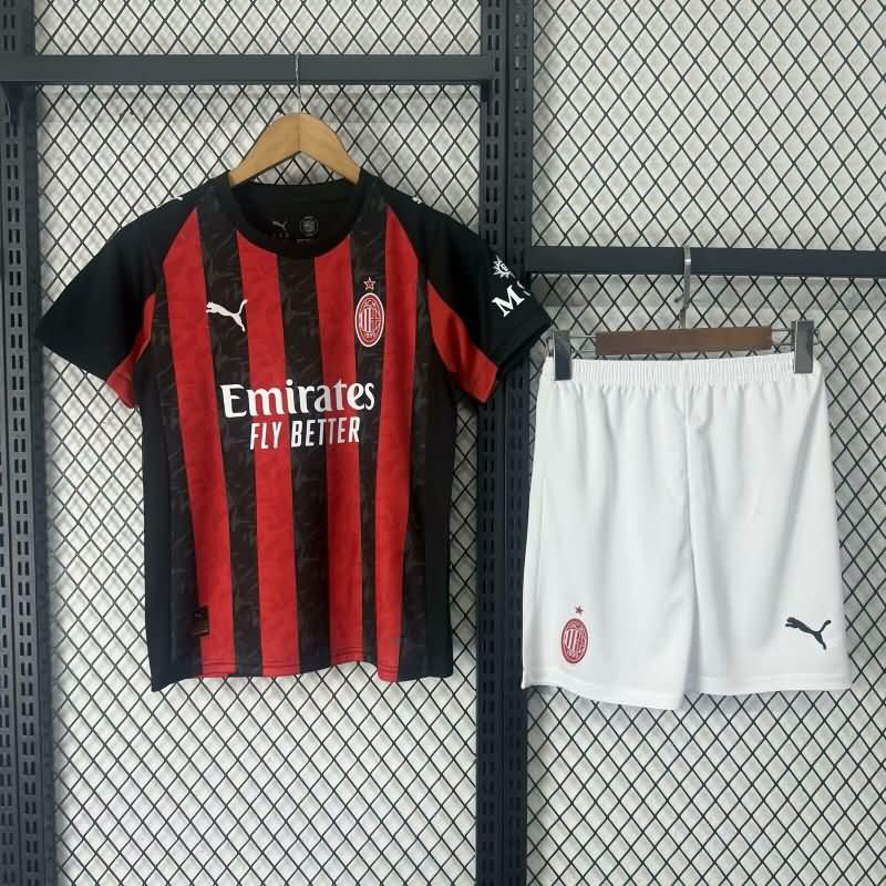 25/26 AC Milan Home Kids Soccer Jersey And Shorts Leaked