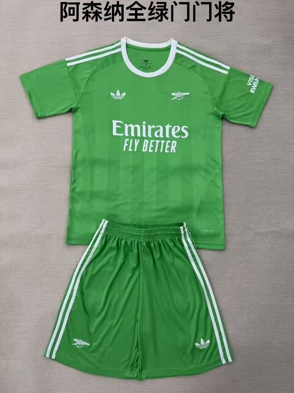 25/26 Arsenal Goalkeeper Green Kids Soccer Jersey And Shorts