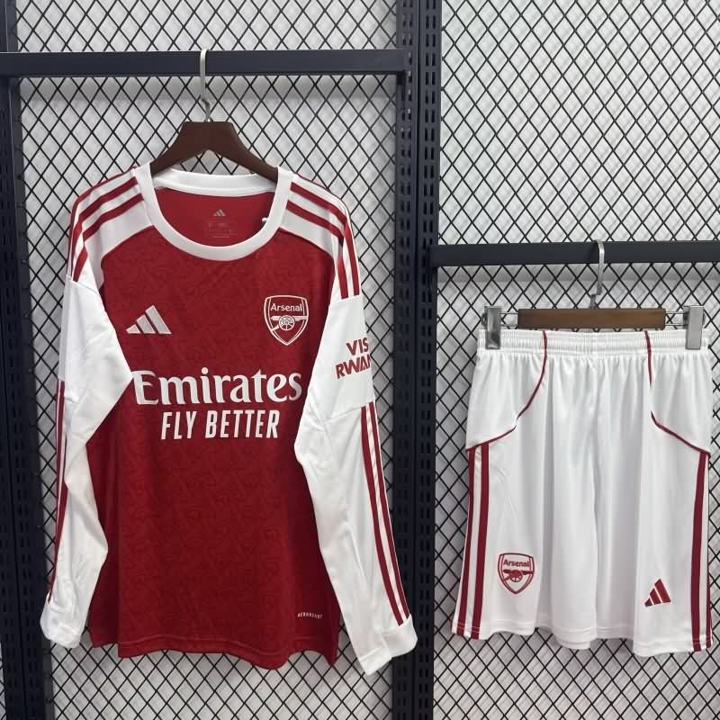 25/26 Arsenal Home Long Sleeve Kids Soccer Jersey And Shorts