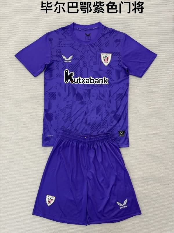 25/26 Athletic Bilbao Goalkeeper Purple Kids Soccer Jersey And Shorts