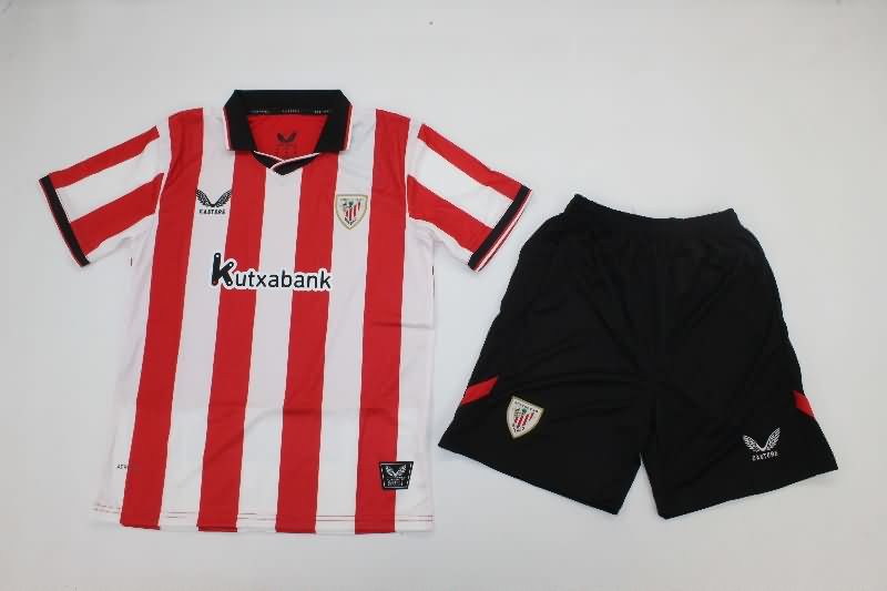 25/26 Athletic Bilbao Home Kids Soccer Jersey And Shorts