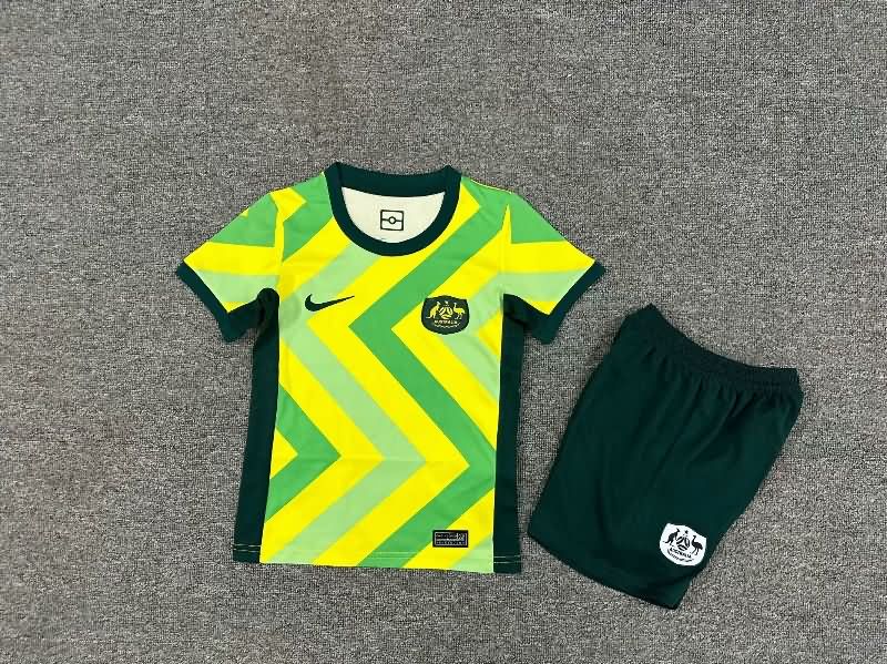2025 Australia Home Kids Soccer Jersey And Shorts
