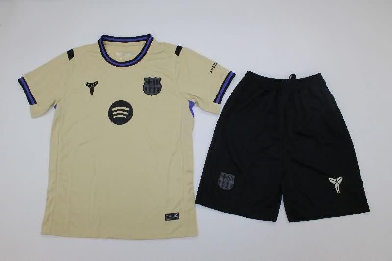 25/26 Barcelona Away Kids Soccer Jersey And Shorts Leaked
