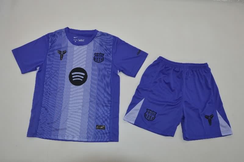 25/26 Barcelona Goalkeeper Purple Kids Soccer Jersey And Shorts