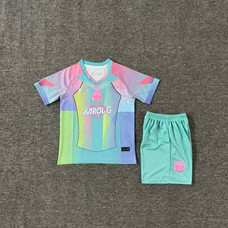 25/26 Barcelona Special Kids Soccer Jersey And Shorts 10