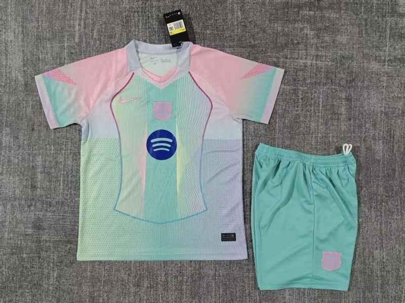 25/26 Barcelona Training Kids Soccer Jersey And Shorts