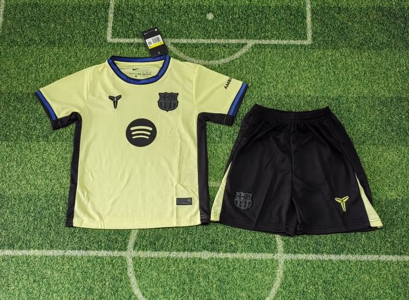 25/26 Barcelona Yellow Kids Soccer Jersey And Shorts