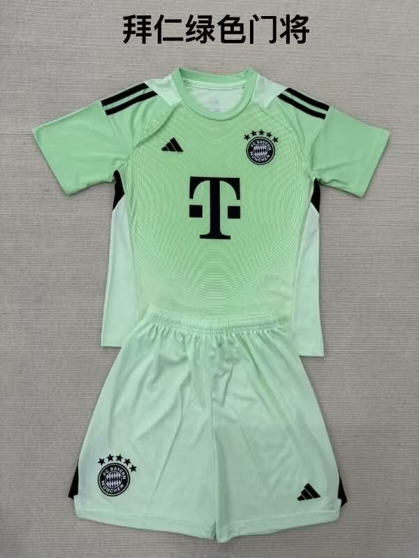 25/26 Bayern Munich Goalkeeper Green Kids Soccer Jersey And Shorts
