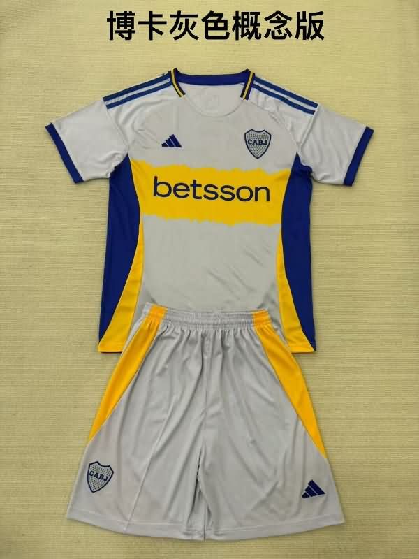 25/26 Boca Juniors Grey Kids Soccer Jersey And Shorts