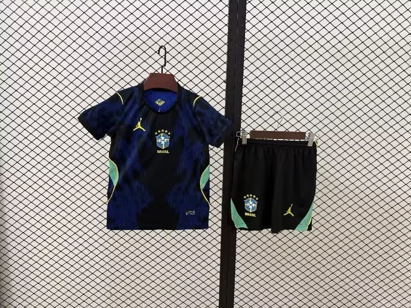 2026 Brazil Away Kids Soccer Jersey And Shorts