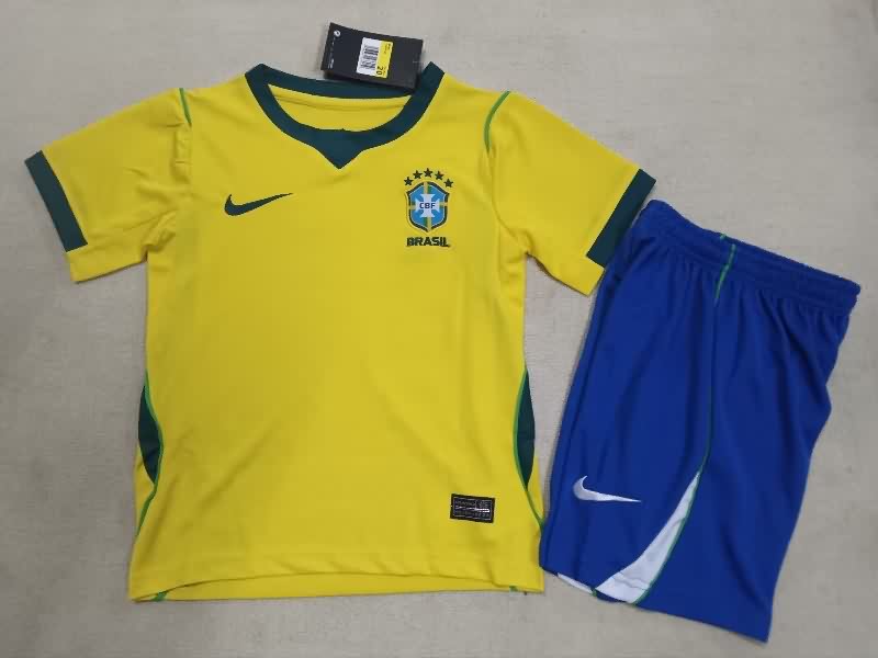 2026 Brazil Home Kids Soccer Jersey And Shorts