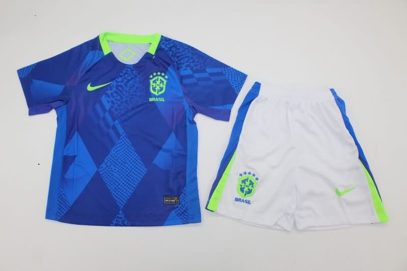 2025 Brazil Away Kids Soccer Jersey And Shorts
