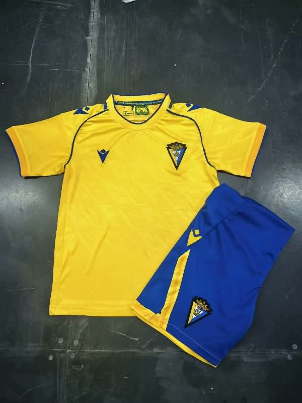 25/26 Cadiz Home Kids Soccer Jersey And Shorts