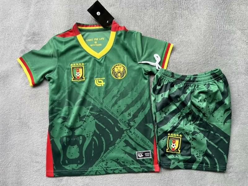 2025 Cameroon Home Kids Soccer Jersey And Shorts