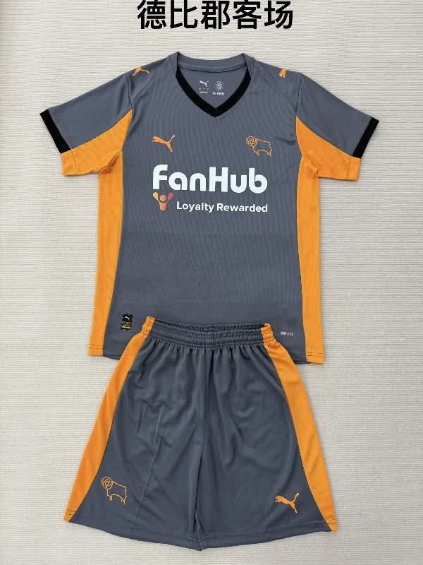 25/26 Derby County Away Kids Soccer Jersey And Shorts