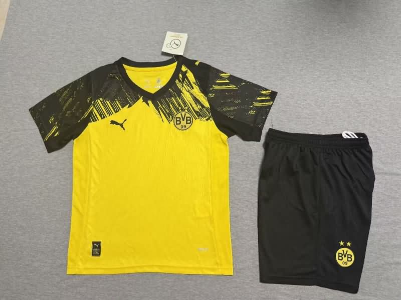 25/26 Dortmund Home Kids Soccer Jersey And Shorts Leaked