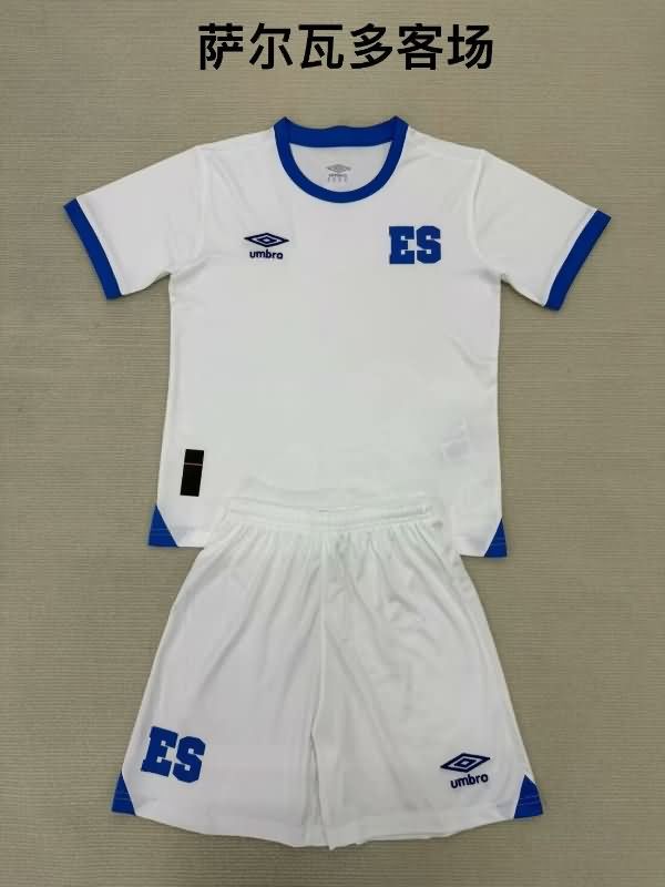 2025 El Salvador Away Kids Soccer Jersey And Shorts