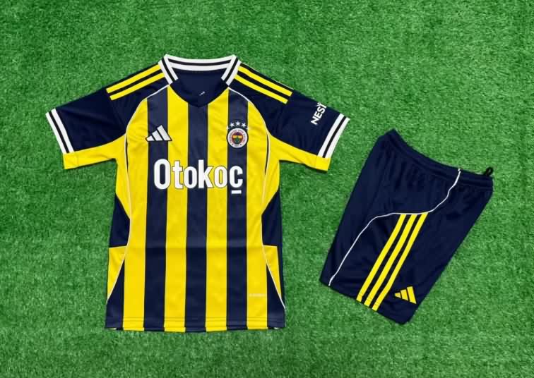 25/26 Fenerbahce Home Kids Soccer Jersey And Shorts