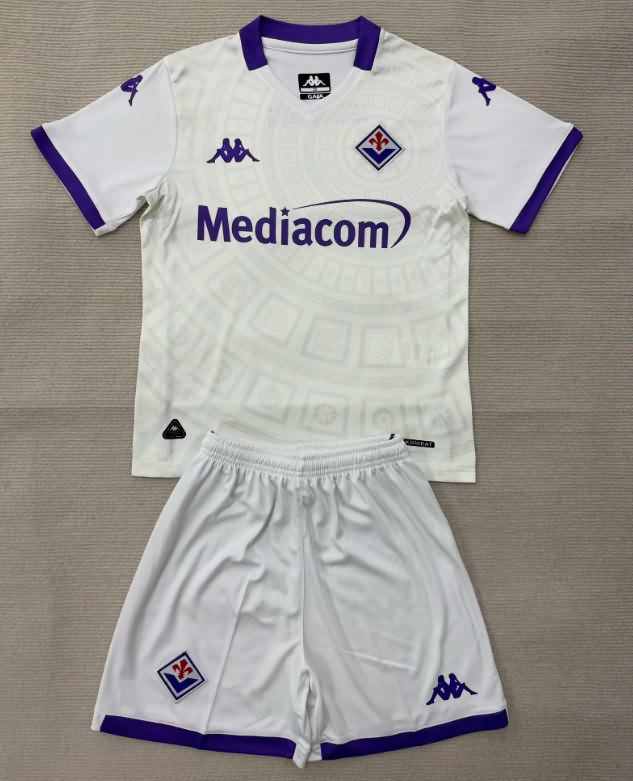 25/26 Fiorentina Away Kids Soccer Jersey And Shorts