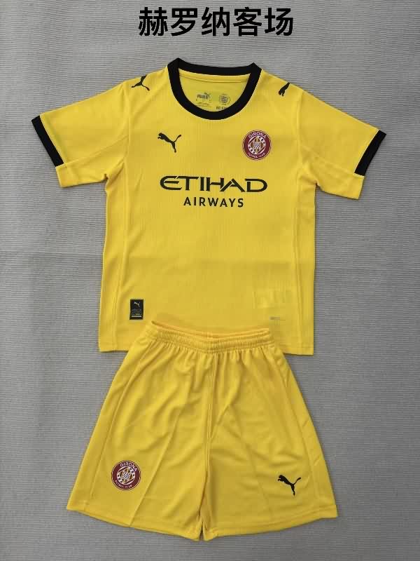 25/26 Girona Away Kids Soccer Jersey And Shorts