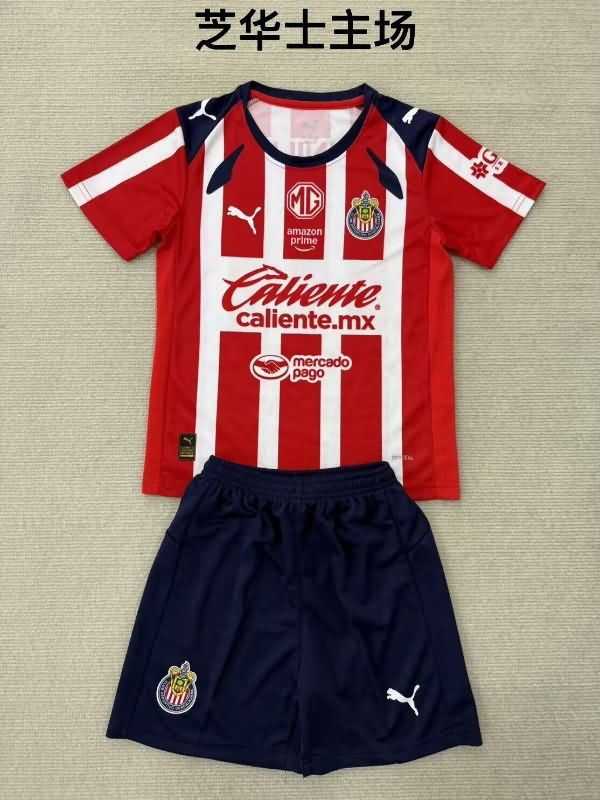 25/26 Guadalajara Home Kids Soccer Jersey And Shorts