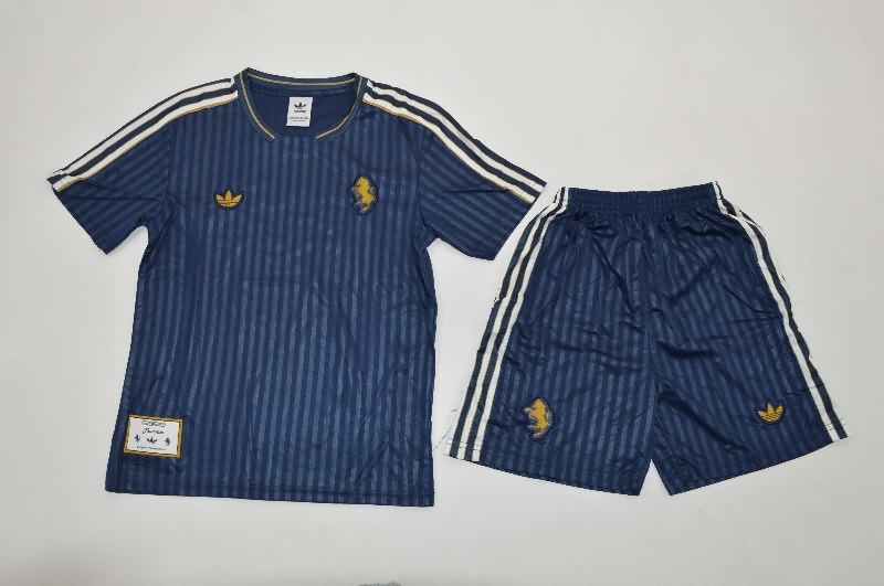 25/26 Juventus Dark Blue Kids Soccer Jersey And Shorts