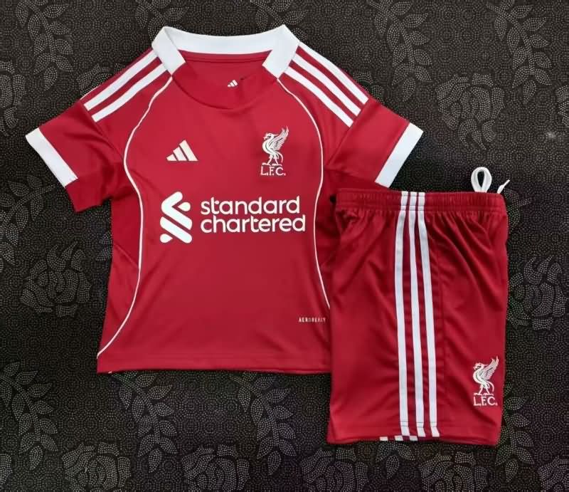 25/26 Liverpool Home Kids Soccer Jersey And Shorts Leaked