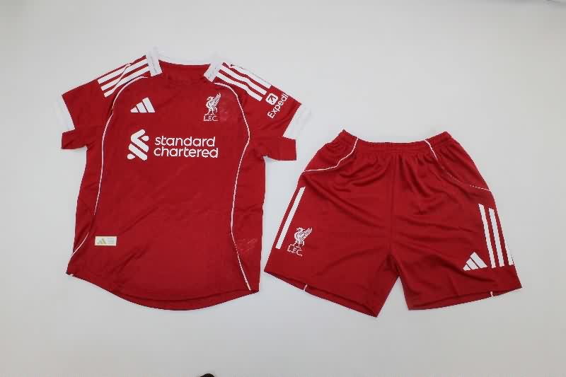 25/26 Liverpool Home Kids Soccer Jersey And Shorts (Player)
