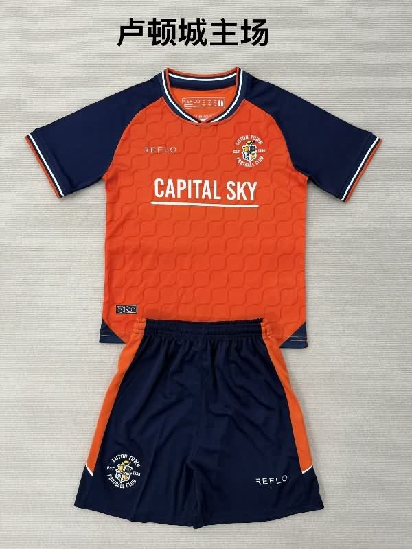 25/26 Luton Town Home Kids Soccer Jersey And Shorts