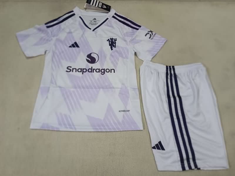 25/26 Manchester United Away Kids Soccer Jersey And Shorts Leaked