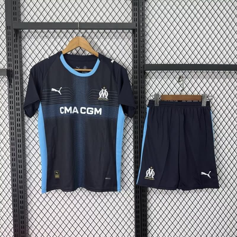 25/26 Marseilles Away Kids Soccer Jersey And Shorts