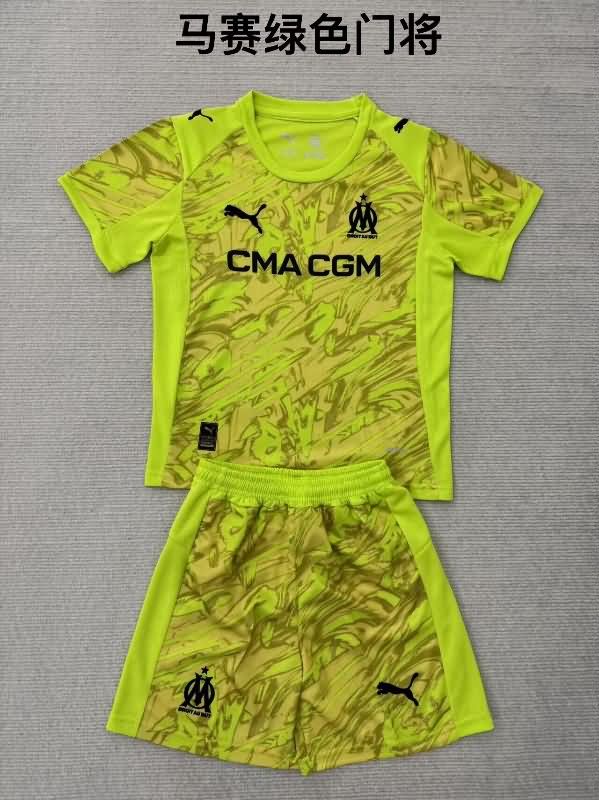 25/26 Marseilles Goalkeeper Green Kids Soccer Jersey And Shorts