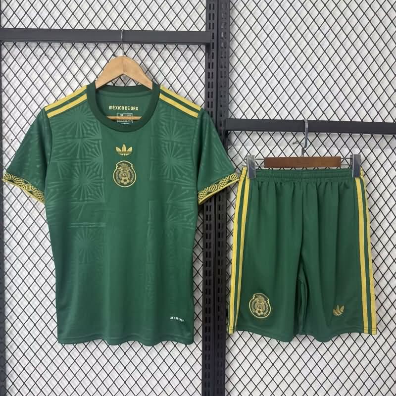 2025 Mexico Gold Cup Green Kids Soccer Jersey And Shorts