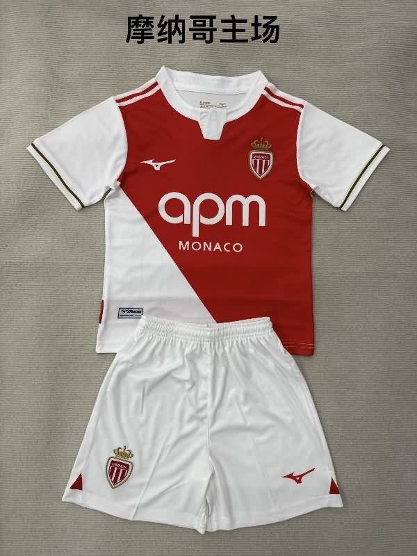 25/26 Monaco Home Kids Soccer Jersey And Shorts