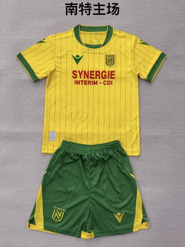 25/26 Nantes FC Home Kids Soccer Jersey And Shorts