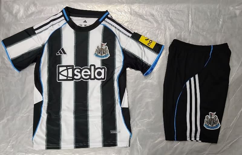 25/26 Newcastle United Home Kids Soccer Jersey And Shorts Leaked