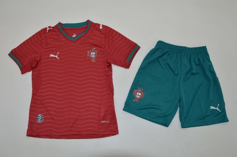 25/26 Portugal Home Kids Soccer Jersey And Shorts